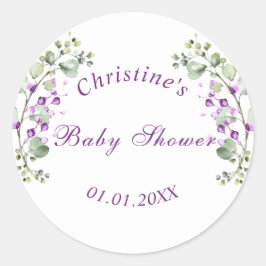 Lavander Blume Baby Shower Baby Shower Classic Runder Aufkleber