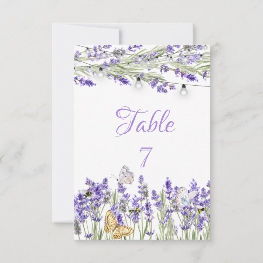 Lavander Butterfells Botanische String Lights Einladung (Rückseite)