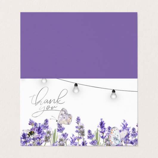Lavander Butterfells Botanische String Lights Visitenkarten (Außenseite Aufgefaltet)