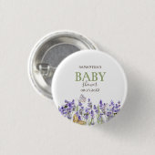 Lavander Butterflies Botanical Baby Shower Button (Vorne & Hinten)