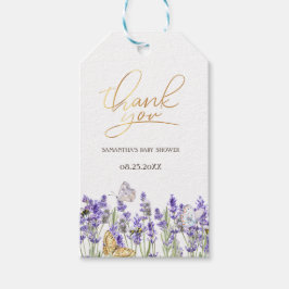 Lavander Butterflies Botanical Baby Shower Geschenkanhänger