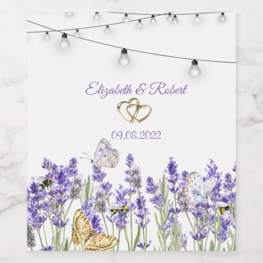 Lavander Butterflies Botanical Weinetikett (Einzelnes Label)