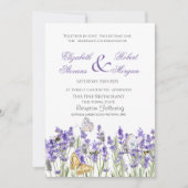 Lavander Butterflies Botanische Hochzeit Einladung (Vorderseite)