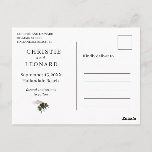 Lavander Lila Simple Save the Date Postkarte (Rückseite)