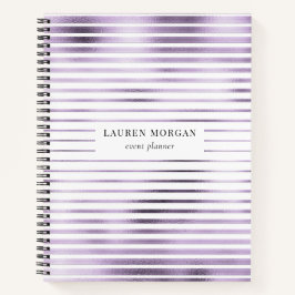 Lavander Metallic Stripes Monogramm-Notebook Notizblock