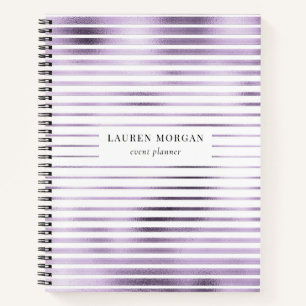 Lavander Metallic Stripes Monogramm-Notebook Notizblock