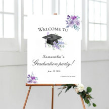  Lavander Purple Floral Graduation welcome sign