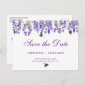 Lavander Simple Elegant Save the Date Postkarte (Vorne/Hinten)