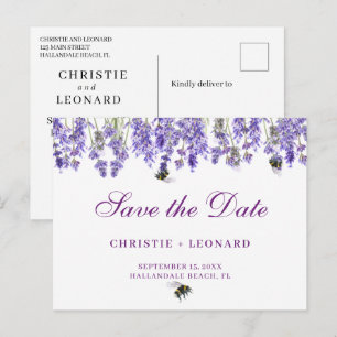 Lavander Simple Elegant Save the Date Postkarte