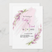 Lavander Wasserfarbenfrohe Blume Einladung (Vorne/Hinten)