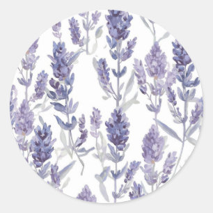 Lavanfelder Lila Aquarell-Blumenmuster Runder Aufkleber