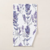 Lavanfelder | Lila Wasserfarben-Blumenmuster Badhandtuch Set (Handtuch)