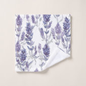 Lavanfelder | Lila Wasserfarben-Blumenmuster Badhandtuch Set (Waschlappen)