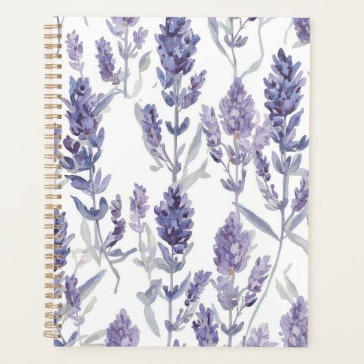 Lavanfelder | Lila Wasserfarben-Blumenmuster Planer (Vorderseite)