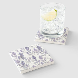 Lavanfelder Lila Wasserfarben-Blumenmuster Steinuntersetzer