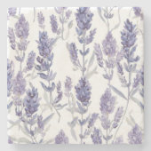 Lavanfelder | Lila Wasserfarben-Blumenmuster Steinuntersetzer (Vorderseite)