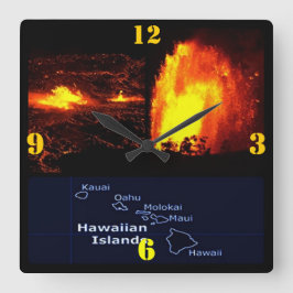 Lavastrom des Hawaiianischen Vulkans Quadratische Wanduhr
