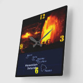 Lavastrom des Hawaiianischen Vulkans Quadratische Wanduhr (Winkel)