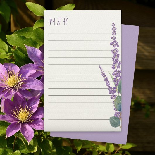 Lavastruzen-Eukalyptus-liniertes Schreibpapier mit Briefpapier