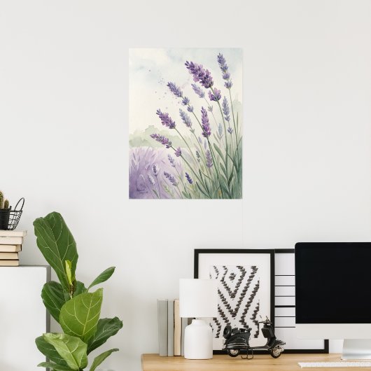Lavatendel-Feld-Wandkunst | Lila Lavendelblüten. Poster (Heimbüro)