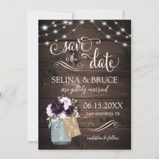 Lavatere Florale Rustikale Holzglas Hochzeitseinla Einladung