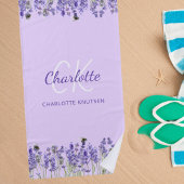 Lavatviolette Blume Monogramm-Initialen Strandtuch