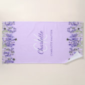 Lavatviolette Blume Monogramm-Initialen Strandtuch (Vorderseite)