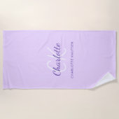 Lavder violet Monogramm Initialen Namensskript Strandtuch (Vorderseite)