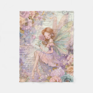 Lavendar Fairy With Flowers Fleecedecke