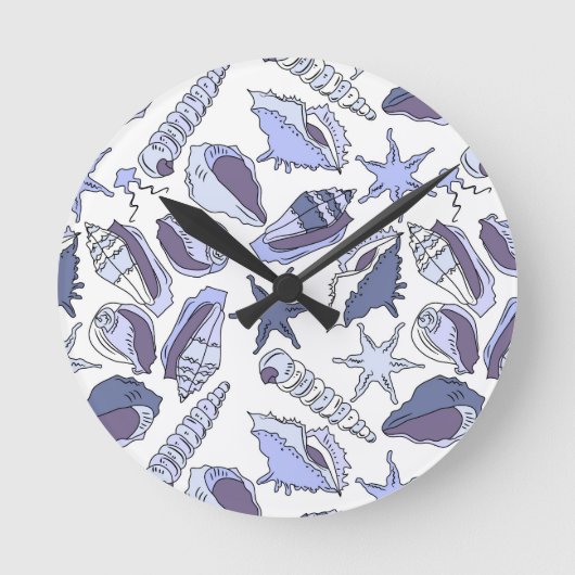 Lavendar Seashells Runde Wanduhr (Vorderseite)