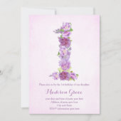 Lavendel 1. Geburtstag lädt zum ersten Geburtstag  Einladung (Vorderseite)