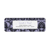 Lavendel 7 Black Vintag Damask Rücksendeadresse (Vorne)