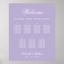 Lavendel 7 Tische Lila Hochzeitssitzkarte