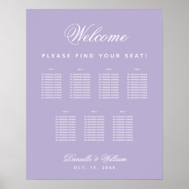 Lavendel 7 Tische Lila Hochzeitssitzkarte Poster