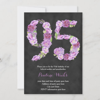 Lavendel 95. Geburtstag lädt, Blumen Einladungen