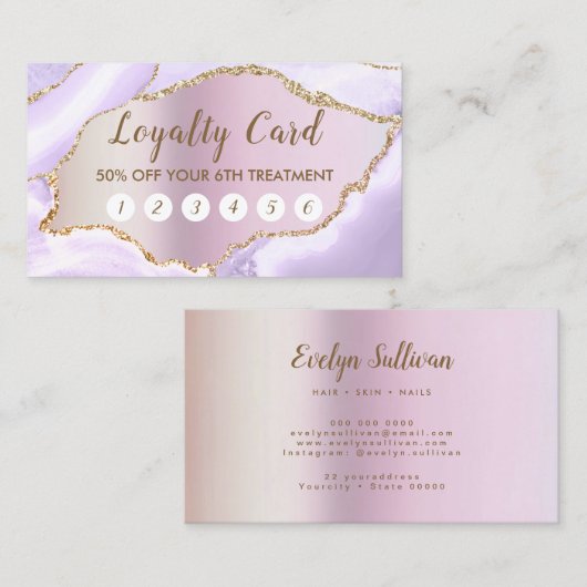 Lavendel Agate Imitats Perlescent Foil Loyalty Car Visitenkarte (Vorne/Hinten)