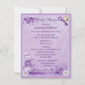 Lavendel-Alice im Wunderland-Tee-Party-Baby-Dusche Einladung (Rückseite)