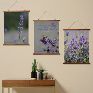 Lavendel All Guten Dinge Wild und Frei Hummel Wandteppich Mit Holzrahmen