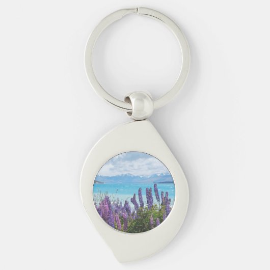 Lavendel am Seeufer Schlüsselanhänger (Vorderseite)