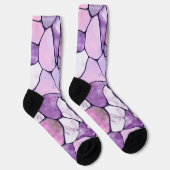 Lavendel Amethyst Marmorzellen abstrakt Socken (Rechts)