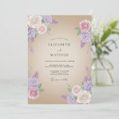 Lavendel Anziehende Rustikale Hochzeit Einladung (Stehend Vorderseite)