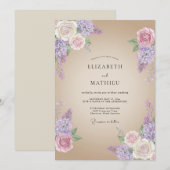 Lavendel Anziehende Rustikale Hochzeit Einladung (Vorne/Hinten)