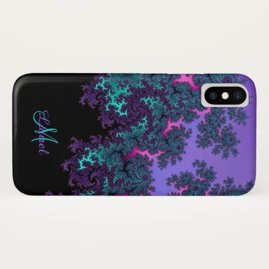 Lavendel-aquamarines Fraktal personalisierter Case-Mate iPhone Hülle (Rückseite (Horizontal))