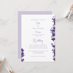 Lavendel-Aquarell-Blumenhochzeit ohne Eltern Einladung