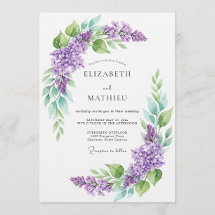 Lavendel-Aquarell-Botanische Hochzeit Einladung