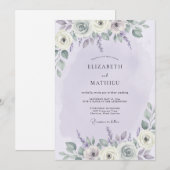 Lavendel-Aquarell-Hochzeit Einladung (Vorne/Hinten)