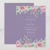 Lavendel-Aquarell-Hochzeit Einladung (Vorne/Hinten)