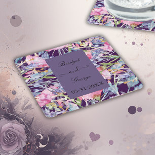 Lavendel Aquarell Wildblume Grünpflanzen Rechteckiger Pappuntersetzer