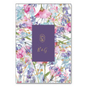 Lavendel Aquarell Wildblume Grünpflanzen Tischnummer (Rückseite)