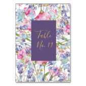 Lavendel Aquarell Wildblume Grünpflanzen Tischnummer (Vorderseite)